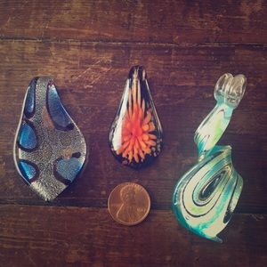 Three Blown Glass Pendants